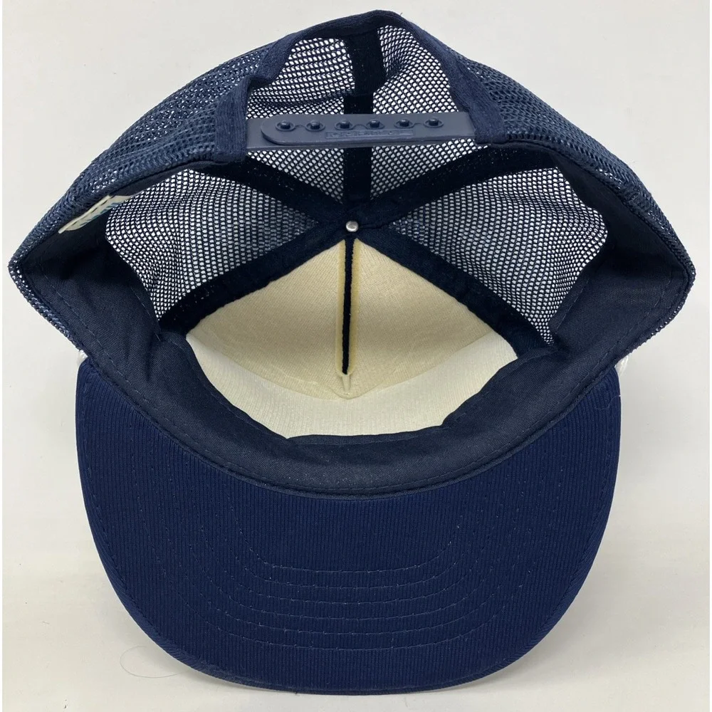 Vintage Todd Shipyards Mesh Back‎ Foam Panel Snapback Trucker Hat Navy Blue